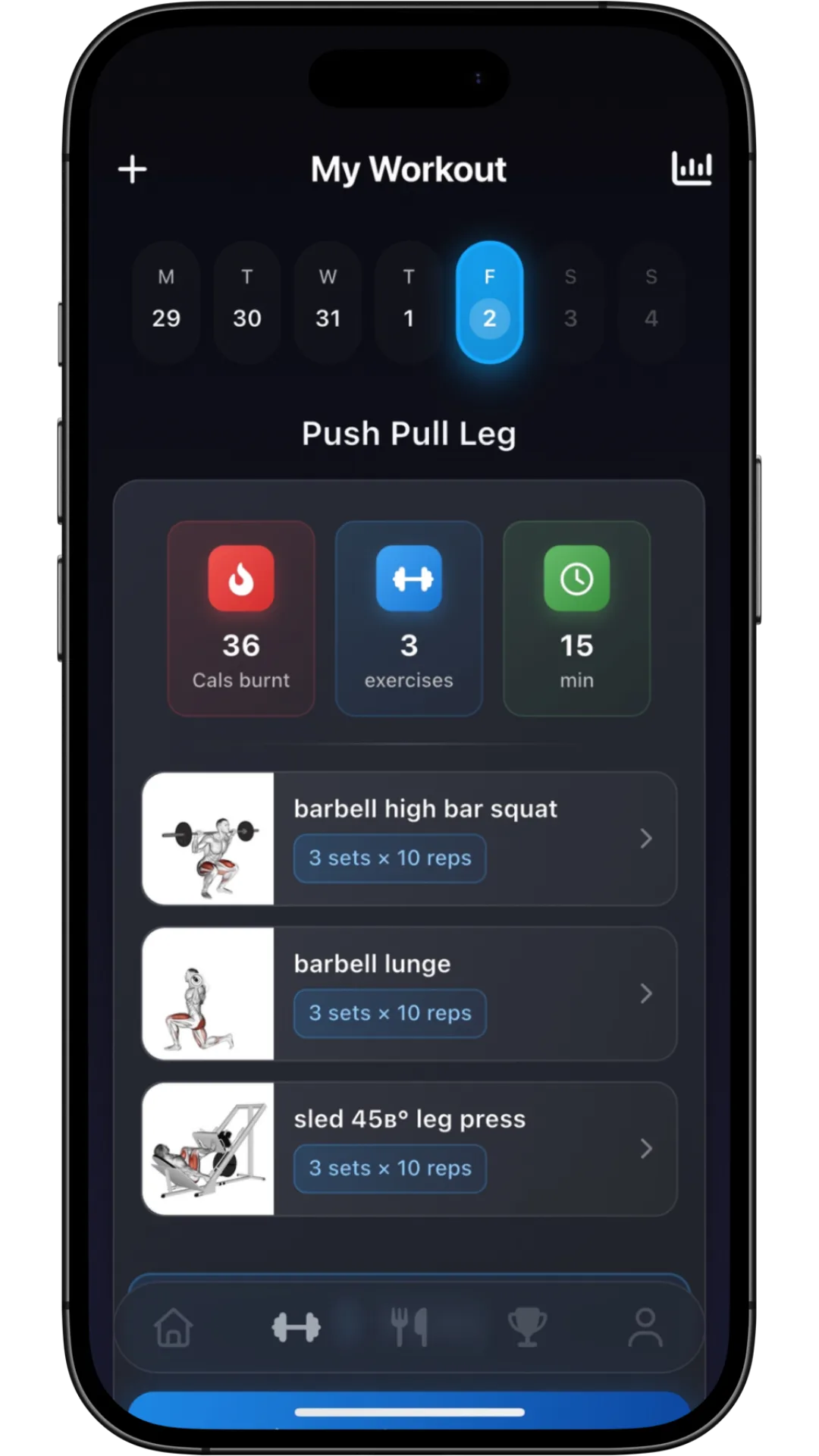 FitFlow app workout tracking dashboard showing AI-powered exercise logging and progress analytics on iOS and Android